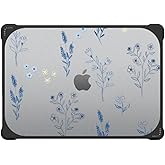 CASETiFY Bounce MacBook Air 15-inch (M2/M3/M4) Case [Enhanced Protective Corner Design/Ventilation Cutouts/Anti-Slip Grip] - Small Blue Flowers - Clear Black