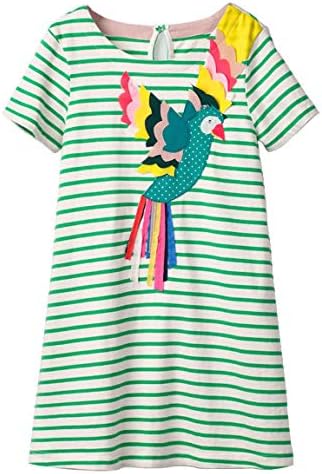 AYOMIS Girl's Cotton Cartoon Short Sleeve Unicorn Casual Dresses
