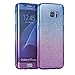 Houshine s7edgecase Galaxy S7 Edge Case (Front Plus Back Cover Gel Series), Shock-Proof TPU 360 Degree Protective Clear Crystal Rubber Soft Ombre Case Cover - Blue Purple and Glitter Bling