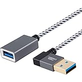 CableCreation Short USB3.0 Extension Cable 1FT, Right Angle USB 3.0 A Male to Female Extension Cable, 90 Degree USB 3.0 Exten