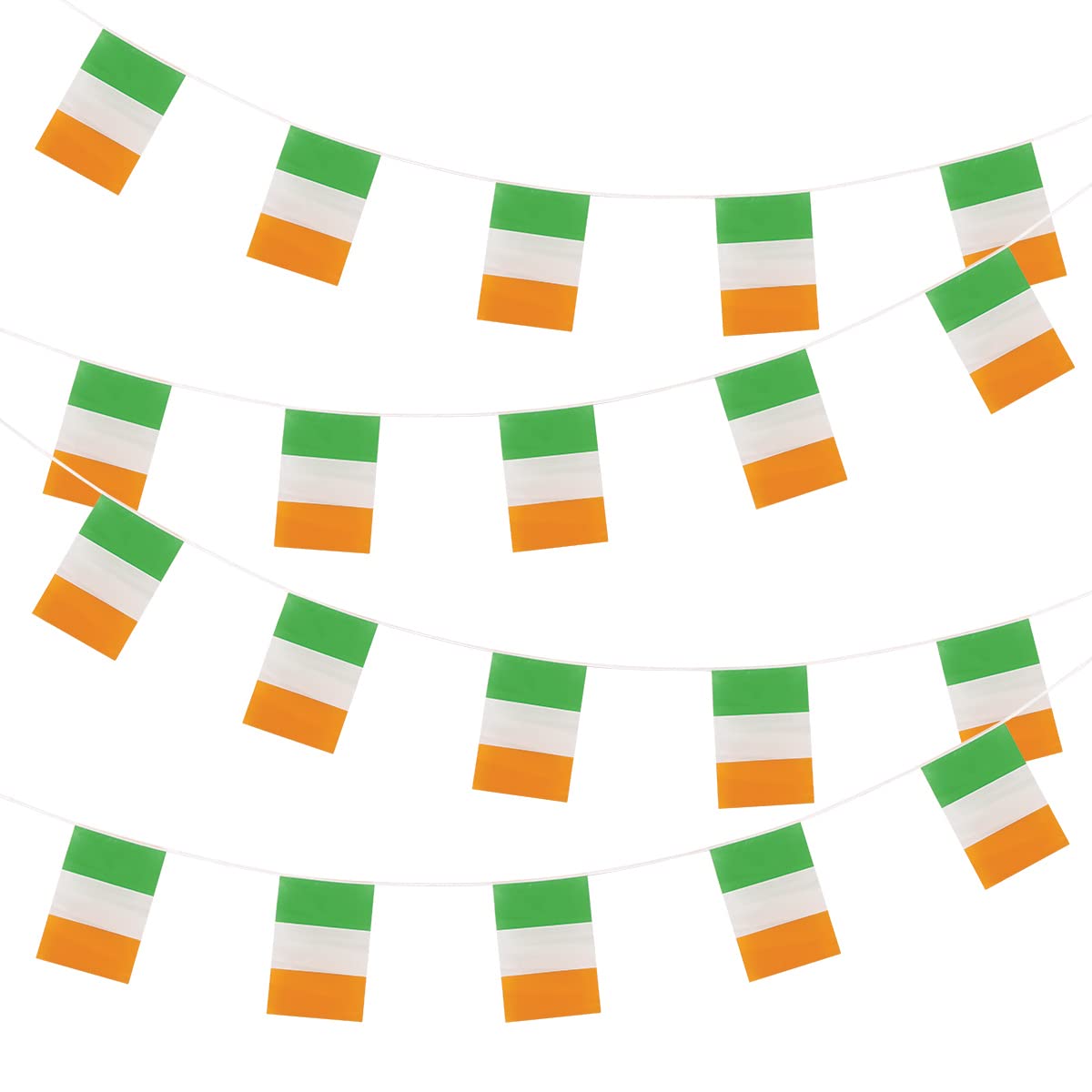 Wicked Costumes Ireland Bunting 10m – 20 Irish Tricolour Flags (31x20cm) Party Decorations for St Patrick’s Day, Irish Festival, Pub & Parade Events