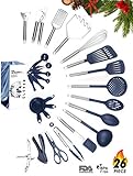 Kitchen Utensil Set - 26 Nonstick Stainless Steel Kitchen Gadgets & Tool Set. BPA Free Cooking Utensils Cookware Set. Spatula, Potato Masher, Tongs. Best Kitchen Utensils Gifts For Him Her - ÉLEVER