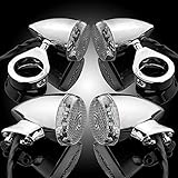 4pcs 20 LED Chrome Front Rear Turn Signal Light 41mm Fork Clamp Custom Bike Motorcycle Cruiser Chopper Touring