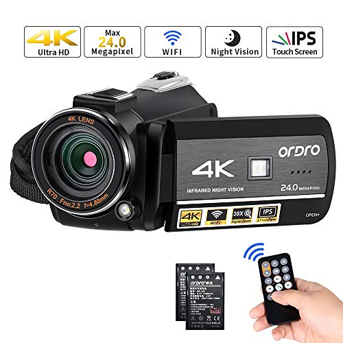 Videocmara-ORDRO-4K-Ultra-HD-con-Grabacin-de-Video-4K-Videocmara-WiFi-de-Cmara-de-Video-1080P-60FPS-con-Visin-Nocturna-por-Infrarrojos-Pantalla-Tctil-31IPS-con-Control-Remoto