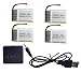 UUMART 3.7v 600mah 25c Lipo Battery(4pcs) with 4 in 1 X4 Battery Charger for Syma X5 X5c Parts