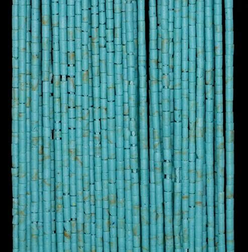 1MM Turquoise Gemstone Blue Round Tube HEISHI 1MM Loose Beads 14.5", Beading, Jewelry Making, DIY Crafting, Arts & Sewing by Perfect Beads Store