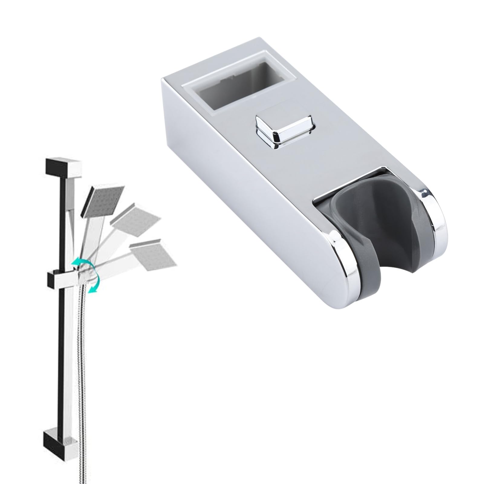 DEWIN Shower Head Slider for 30mm x 15mm Tube, Adjustable Height S Chrome-Plated Slider Bar Head Holder Stand Tool for Home Hotel Bathroom