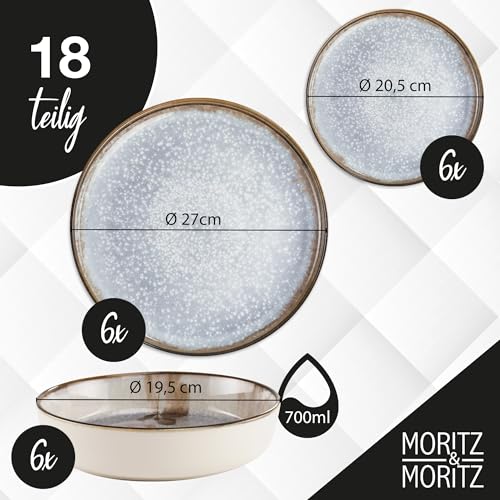 Moritz & Moritz BLOSSOM Porzellan Geschirrset 6 Personen 18-tlg. - Modernes Tafelservice mit verspieltem Design - Pflegeleichtes Kaffeeservice mit Teller Set & Schüsseln - Kombiservice thumbnail 2