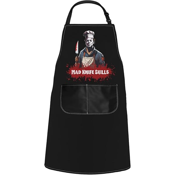 CMNIM Michael Myers Cooking Apron – Horror Movie BBQ Apron With Two Pockets, Adjustable Neck & Waist, Waterproof Polyester - View #4