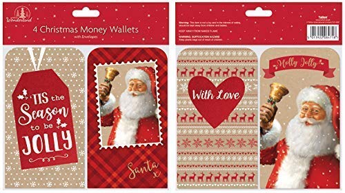 4 Assorted Handcrafted Money Wallets & Envelopes Classic Christmas (8471)