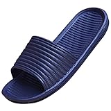 Qianle Mens Anti-Slip House Sandal Bath Slipper Indoor Floor Slipper Navy 42 US8.5