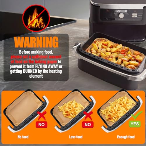 Anhow 200 PCS Baking Paper Air Fryer, Greaseproof Paper for Air Fryer Ninja 10.4L AF500EUCP/Cosori Air Fryer 10L, Food-Grade BPA Free, Paper for Air Fryer for 5.2-10.4L Fryer