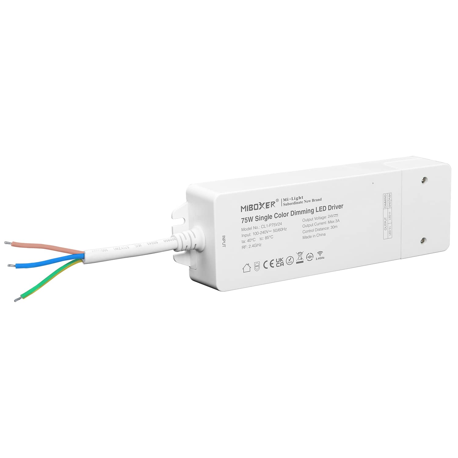 LIGHTEU®, Milight Miboxer 2.4GHz single color dimmer LED driver, 75W 24V CL1-P75V24 — image 1