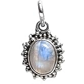 GemInspire Genuine 10 x 8 mm Gemstone Oval Oxidised Sterling Silver Pendant Western Jewelry Gemstone Pendant Fashion Jewelry For Women