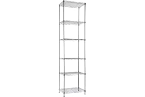 GIOTORENT 6-Tier Standing Shelving Metal Units, Adjustable Height Wire Shelf Display Rack for Laundry Bathroom Kitchen 16.6” x 11.6” x 63” (6-Tier-Down, Silver)