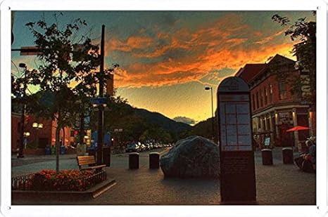 Amazon Co Jp パールストリートモールボルダーコロラド州のウェストエンドのティンサイン 金属看板 ポスター Tin Sign Metal Poster Of West End Of Pearl Street Mall Boulder Colorado ホーム キッチン