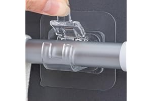 2PCS Self-Adhesive No-Drill Curtain Rod Brackets, Adjustable Holders for Rods 0.39" to 0.78" Diameter Damage-Free Wall Hooks 