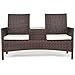 Tangkula Outdoor Furniture Set Paito Conversation Set with Remoable Cushions & Table Wicker Modern Sofas for Garden Lawn Backyard Outdoor Chat Set (loveseat)