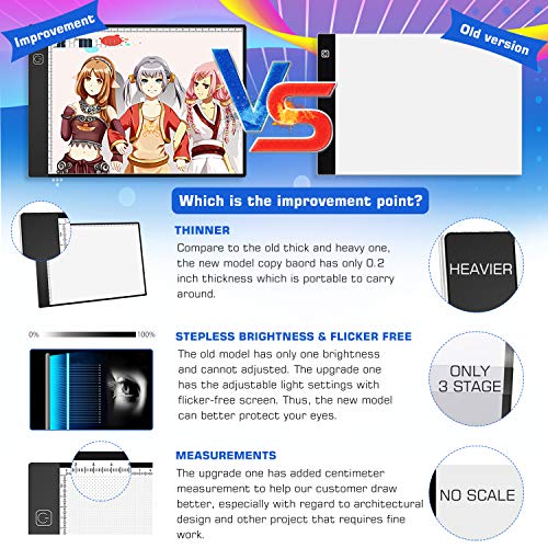 A4 Light Pad,Norbase Ultra-Thin Portable Tracing LED Copy Board Table,Adjustable USB Power Light Box Tracer for Drawing,Sketching,Animation,Stenciling,Calligraphy with 12 Color Pencils - Thumbnail 2