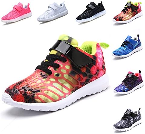 VIIRUN Little Kids Easy wearing Lightweight Fashion Sneakers Boys and Girls Breathable Running Shoes Rose Red 30/12.5M US Little Kids