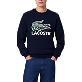 Lacoste Men's Fleece Crew Neck Graphic Sweatshirt, Navy Blue, Small