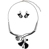 Mycitta Chunky Statement Jewelry Set Vintage Retro Leaf Flower Floral Geometric Bohemian Boho Bib Necklace Earring Set Fashion Costume Jewelry for Women Girls Wedding Party Prom Unique Gift