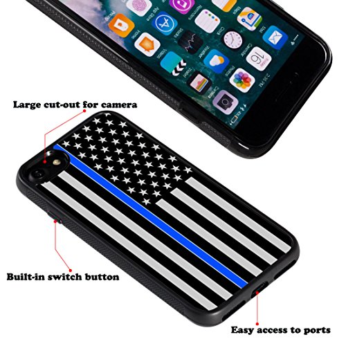 iPhone 8 Case,AIRWEE Slim Anti-Scratch Shockproof Silicone TPU Back Protective Cover Case for iPhone 8 4.7 Inch,Thin Blue Line US Flag Law Enforcement - Thumbnail 2