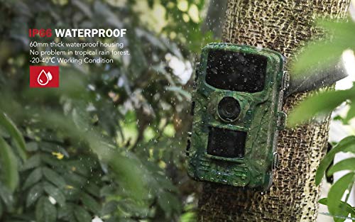 Usogood Trail Camera with 32GB SD Card 1080P Game Camera with Night Vision Motion Activated Waterproof 2.4" LCD Screen for Outdoor Wildlife Monitoring, Garden, Home Security Surveillance