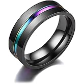 Stainless Steel Band Rings for Men,Cool Fidget Spinning Chain Ring Anxiety Relief Fashion Simple Wedding Engagement Black Ring