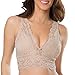 Smart & Sexy Women's Signature Lace Deep V Neck Wireless Bralette, Bralettes For Women With Support, Bralettes and Bralette Pack In the Buff M