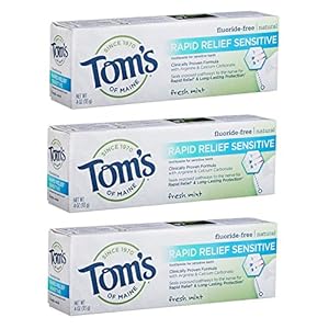 Tom's of Maine Rapid Relief Sensitive Natural Toothpaste Multi Pack, Fresh Mint, 3 Count