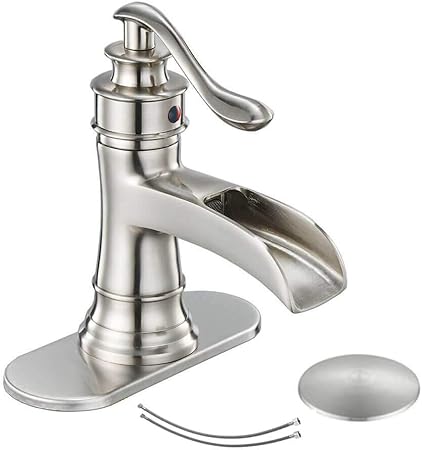 Homevacious Waterfall Bathroom Faucet Brushed Nickel Satin Sink
