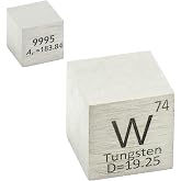 Tungsten Cube W 99.95% Wolfram Element Cube Pure 10mm Density Cube for Element Collection Periodic Table Hunter, and More (0.39", Tungsten)