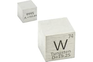 MAGERIAL Tungsten Cube W 99.95% Wolfram Element Cube Pure 10mm Density Cube for Element Collection Periodic Table Hunter, and More (0.39", Tungsten)