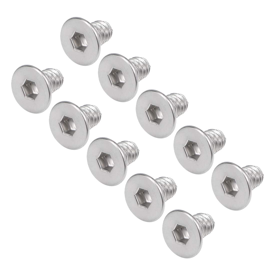 sourcing map M3x5mm Flat Head Machine Screws Inner Hex Screw 304 Stainless Steel Fasteners Bolts 40Pcs