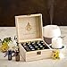 Essential Oil Box Organizer (Holds 25) - Stores Roller Ball Bottles & Other Oils Up To 15mL. Best Starter Wood Storage Case. Thick Foam Insert Secures Oils During Transit. Free EO Labels
