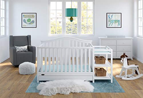 Graco Solano 4-in-1 Convertible Crib and Changer with Drawer, White