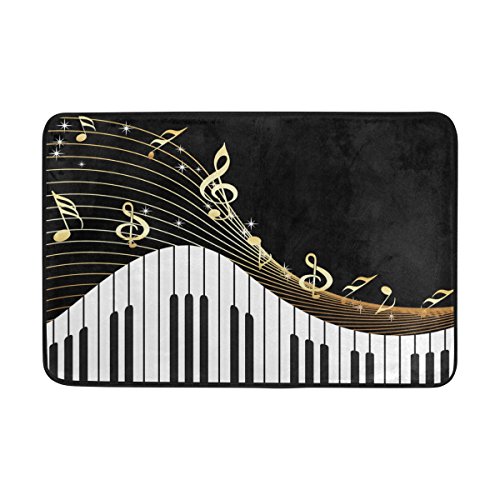 Naanle Modern Art Music Note with Piano Keyboard Waterproof Polyester Fabric Shower Curtain (60" x 72") Set with 12 Hooks and Bath Mats Rugs (23.6" x 15.7") for Bathroom - Set of 2 - Thumbnail 4