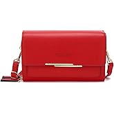 PORRASSO Women's Wallet Crossbody Phone Bag Shoulder Bag Clutch Purse Bag PU Wallet for Party Wedding Travelling Red