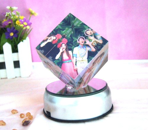 No.2 Warehouse 7 LED Light Colorful Laser Crystals Rotating Display Base Stand with Adapter (3.5 Inch) + a Piece of Clean Cloth - Thumbnail 3
