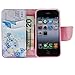 iPhone 4S Case, iPhone 4 Case Wallet, iYCK Premium PU Leather Flip Folio Carrying Magnetic Closure Protective Shell Wallet Case Cover for iPhone 4 / 4S with Kickstand Stand - Butterfly Blossom