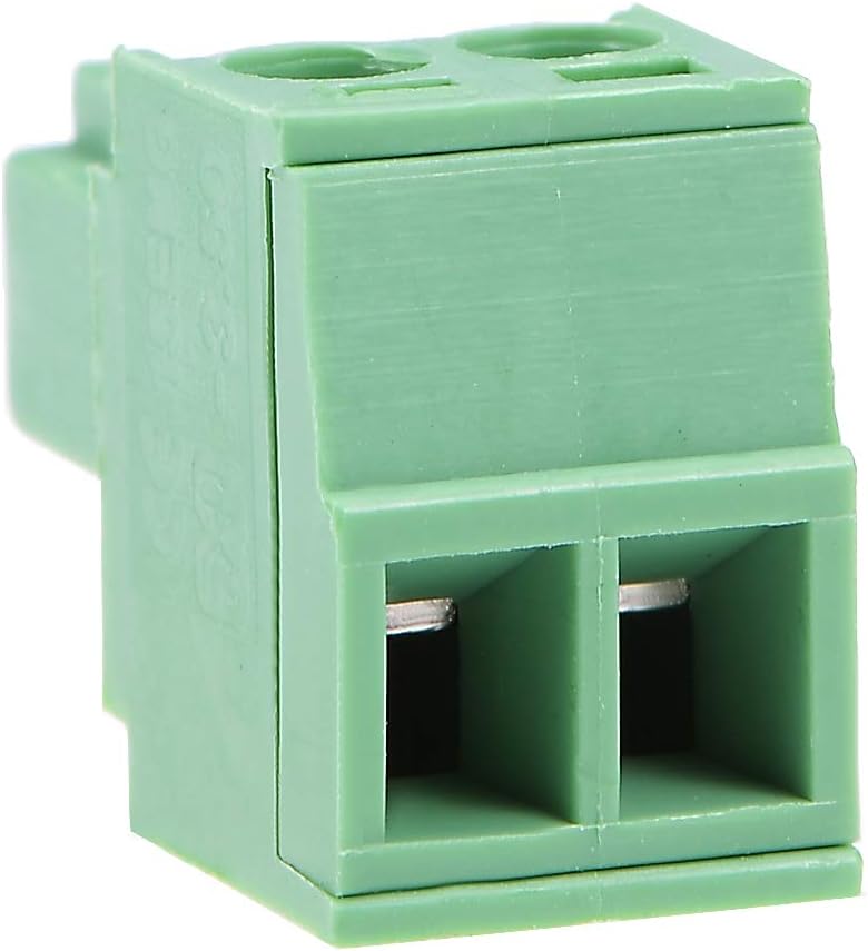 sourcing map 15Pcs AC 300V 8A 3.5mm Pitch 2P Flat Angle Needle Seat Insert-in PCB Terminal Block Connector Green - Image 4