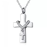 Norya Double Cross Cremation Ash Urn Necklace With