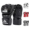Brace-Master-MMA-Gloves-Guantes-UFC-Guantes-de-Boxeo-para-Hombres-Mujeres-Cuero-Mas-Acolchado-Saco-de-Boxeo-sin-Dedos-Guantes-para-Kickboxing-Sparring-Muay-Thai-y-Heavy-Bag