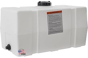 BUYERS PRODUCTS COMPANY RomoTech 82123919 Horizontal Square Reservoir Water Tank, 50 gallon, Made in USA, Natural Poly Tank For Non-Flammable Liquids, UV-Resistant, Ideal for Agricultural Use, RV Water Storage