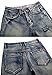 NITAGUT Men's Ripped Slim Fit Tapered Leg Jeans Grey Blue-US 36