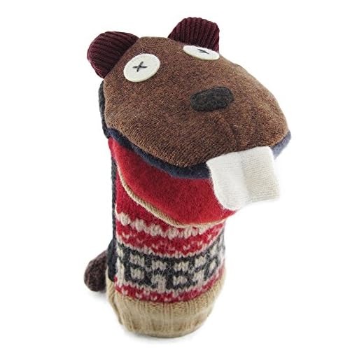 Cate & Levi Beaver Hand Sock Puppet with Moveable Mouth - Great for Improving Kids Skills, Storytelling and Imagination, Handmade in Canada, Eco Friendly