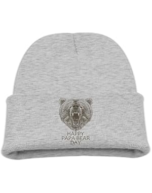 Papa Bear Fathers Day Cartoon Kids Comfort Beanie Skull Cap For Sport Gym Outdoor