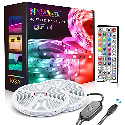 Nexillumi 40 ft LED Lights for Bedroom with Remote Color Changing LED