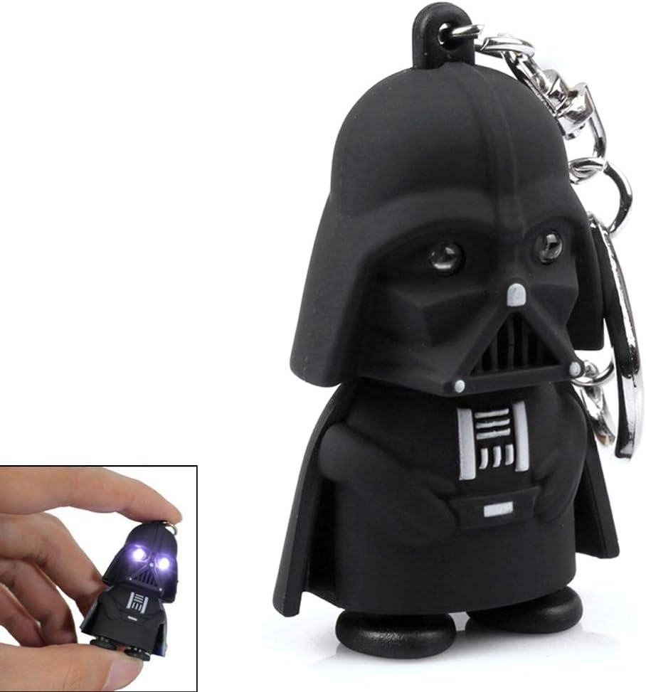 FORD KING Creative Star Wars Black Warrior Cartoon LED Luminous Sound Key Chain Pendant